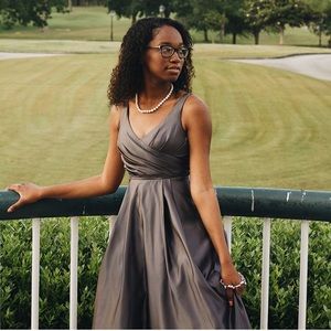 Satin Tank Ball Gown Bridesmaid Dress with Pockets